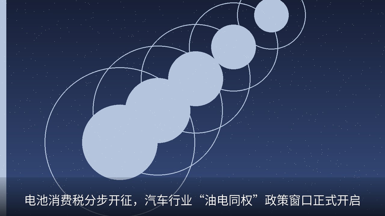 电池消费税分步开征，汽车行业“油电同权”政策窗口正式开启