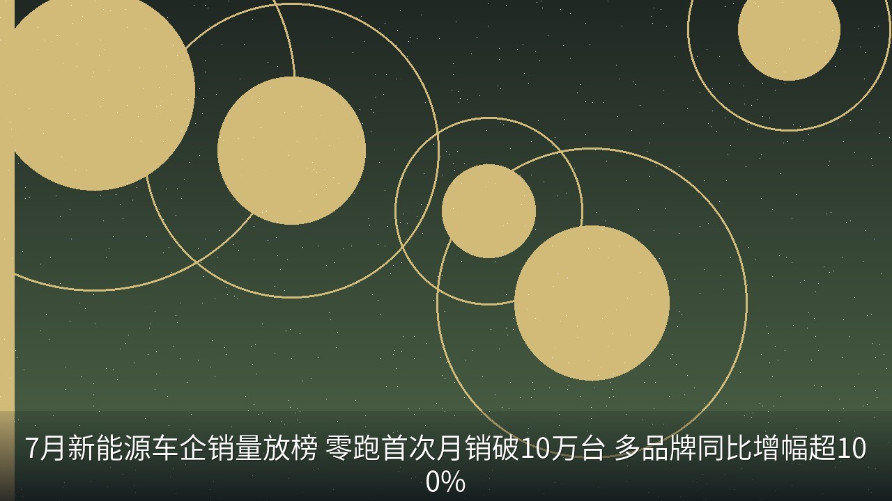 7月新能源车企销量放榜 零跑首次月销破10万台 多品牌同比增幅超100%