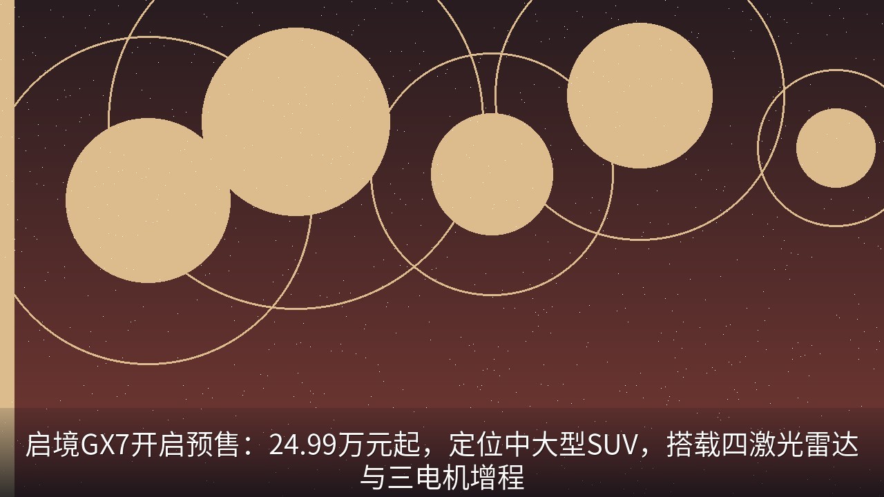 启境GX7开启预售：24.99万元起，定位中大型SUV，搭载四激光雷达与三电机增程